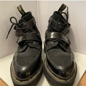 Dr Martens Masha Creeper Black Leather/Suede Lace Up/Buckle Boots Women’s Size 9